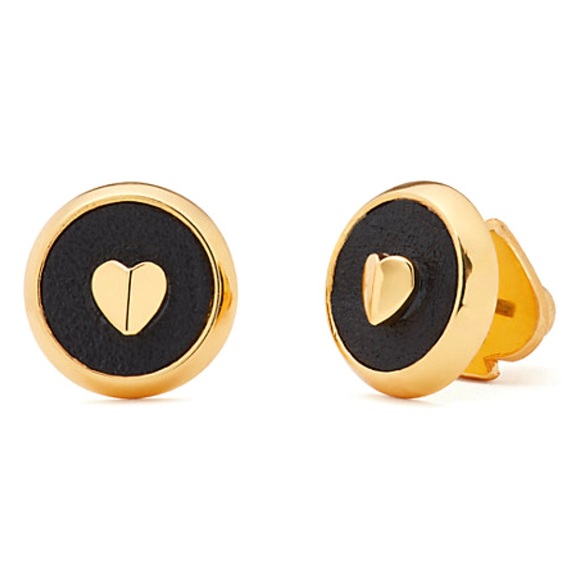 KATE SPADE • Black Heartful Gold Earrings - Picture 1 of 4